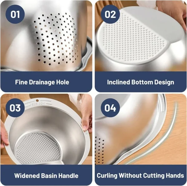 Stainless Steel Washing Bowl With Side Drainer - Image 3