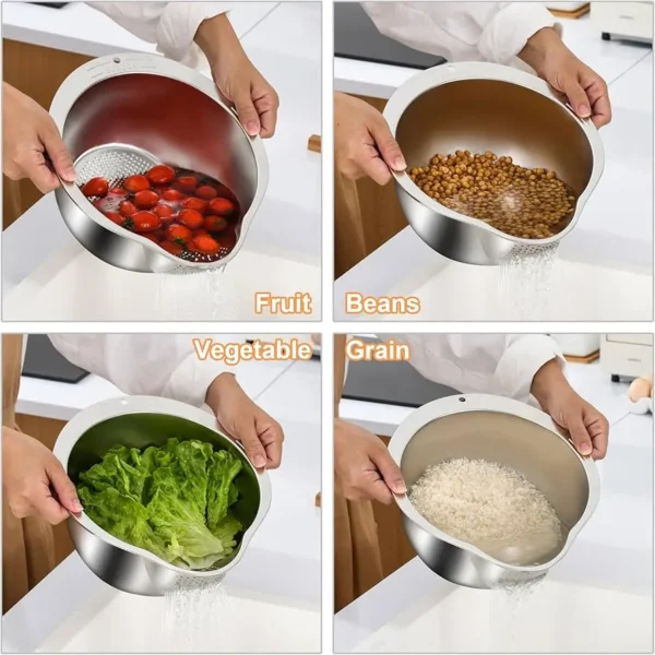 Stainless Steel Washing Bowl With Side Drainer - Image 2